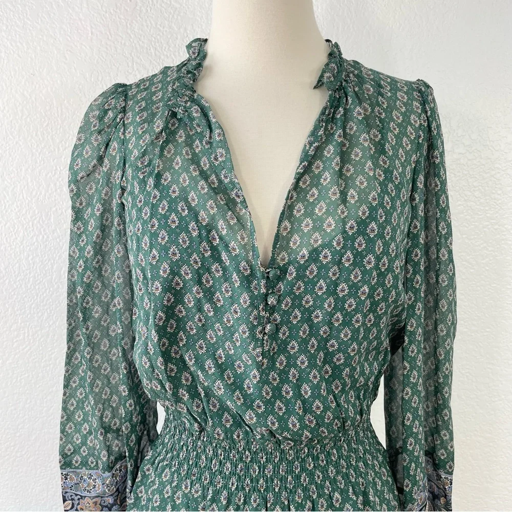 {Veronica Beard} Destiny Smocked Waist V-Neck Mini Dress, Size 0, NWT